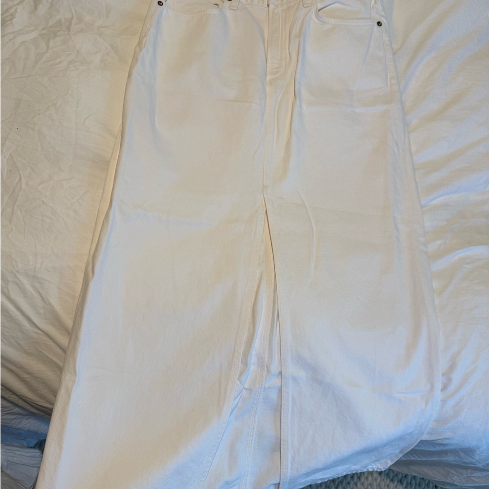 Agolde Off-White Denim Skirt